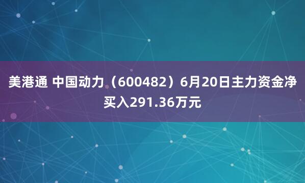 美港通 中国动力（600482）6月20日主力资金净买入291.36万元