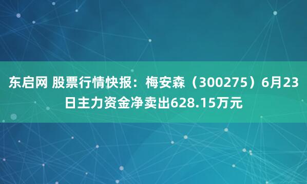 东启网 股票行情快报：梅安森（300275）6月23日主力资金净卖出628.15万元