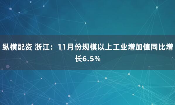 纵横配资 浙江：11月份规模以上工业增加值同比增长6.5%